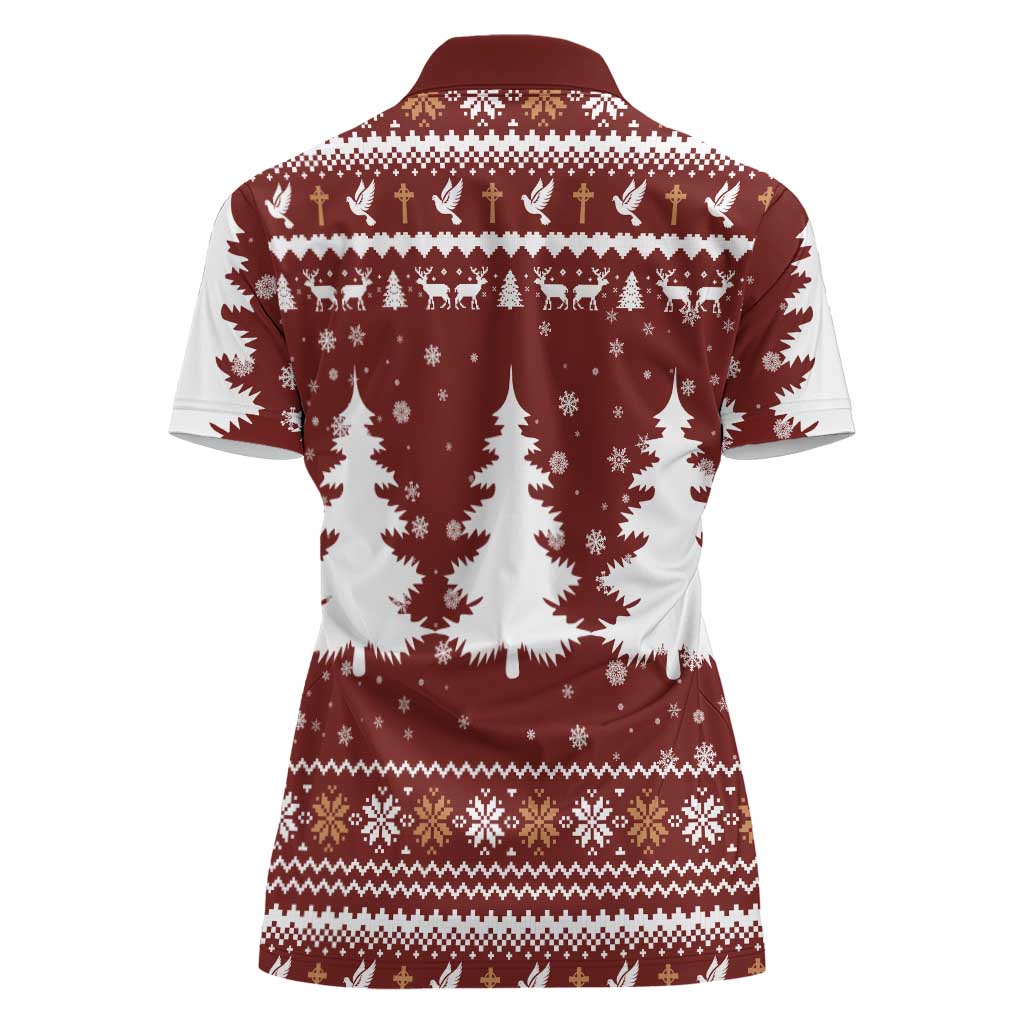 Christian Noel Christmas Women Polo Shirt Xmas Holiday Patterns - Wonder Print Shop