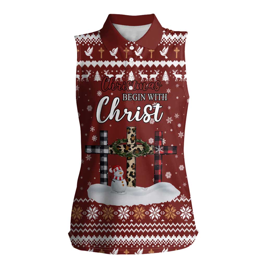 Christian Noel Christmas Women Sleeveless Polo Shirt Xmas Holiday Patterns - Wonder Print Shop