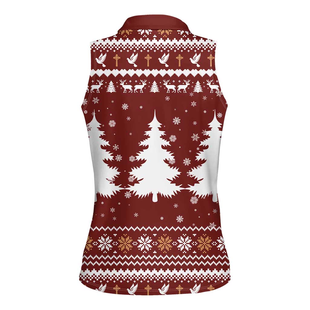 Christian Noel Christmas Women Sleeveless Polo Shirt Xmas Holiday Patterns - Wonder Print Shop