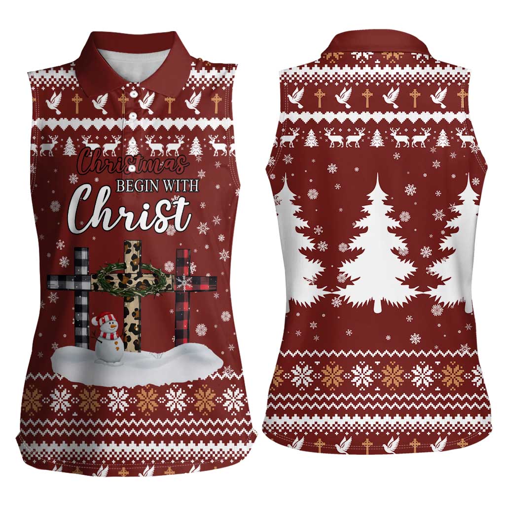 Christian Noel Christmas Women Sleeveless Polo Shirt Xmas Holiday Patterns - Wonder Print Shop