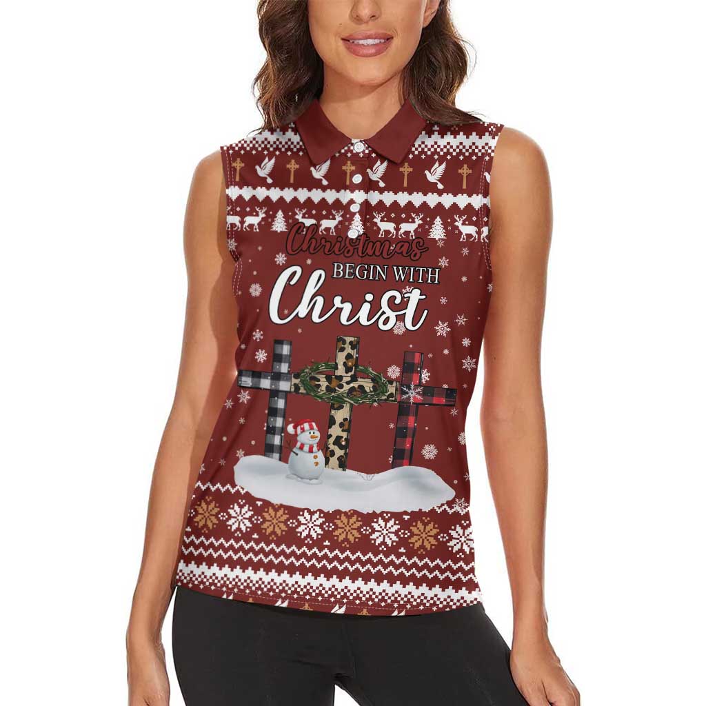 Christian Noel Christmas Women Sleeveless Polo Shirt Xmas Holiday Patterns - Wonder Print Shop