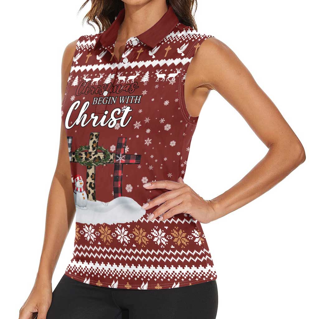 Christian Noel Christmas Women Sleeveless Polo Shirt Xmas Holiday Patterns - Wonder Print Shop