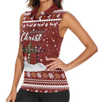 Christian Noel Christmas Women Sleeveless Polo Shirt Xmas Holiday Patterns - Wonder Print Shop