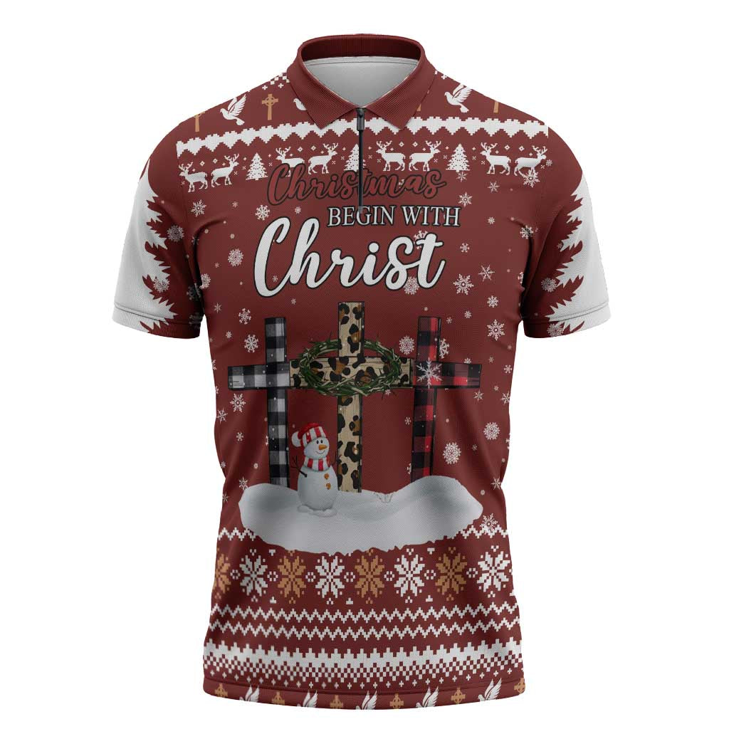 Christian Noel Christmas Zipper Polo Shirt Xmas Holiday Patterns - Wonder Print Shop