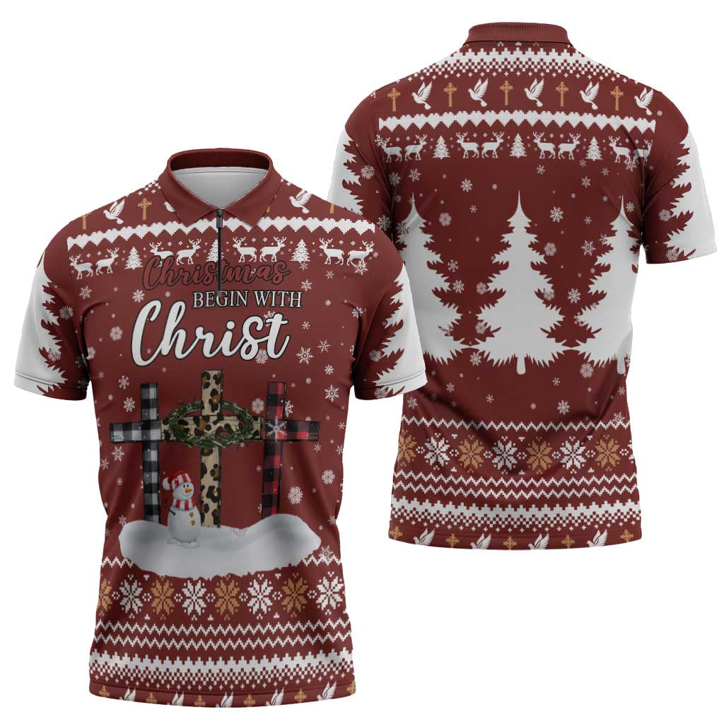 Christian Noel Christmas Zipper Polo Shirt Xmas Holiday Patterns - Wonder Print Shop