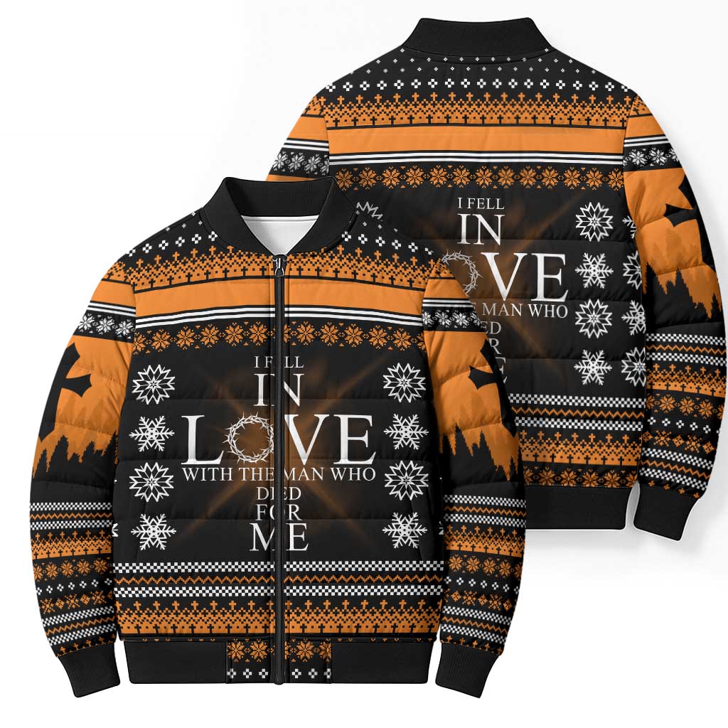 Christian Xmas Christmas Bomber Puffer Jacket Xmas Holiday Patterns