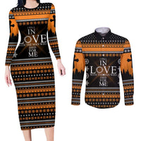 Christian Xmas Christmas Couples Matching Long Sleeve Bodycon Dress and Long Sleeve Button Shirt Xmas Holiday Patterns