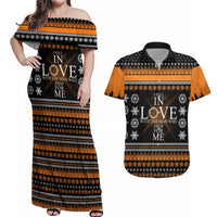 Christian Xmas Christmas Couples Matching Off Shoulder Maxi Dress and Hawaiian Shirt Xmas Holiday Patterns