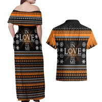 Christian Xmas Christmas Couples Matching Off Shoulder Maxi Dress and Hawaiian Shirt Xmas Holiday Patterns