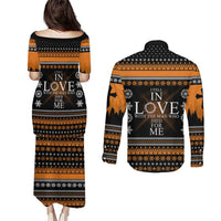 Christian Xmas Christmas Couples Matching Puletasi and Long Sleeve Button Shirt Xmas Holiday Patterns