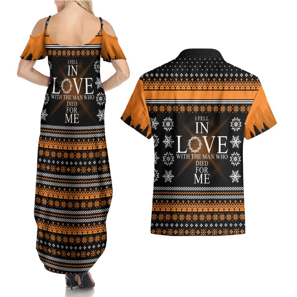 Christian Xmas Christmas Couples Matching Summer Maxi Dress and Hawaiian Shirt Xmas Holiday Patterns