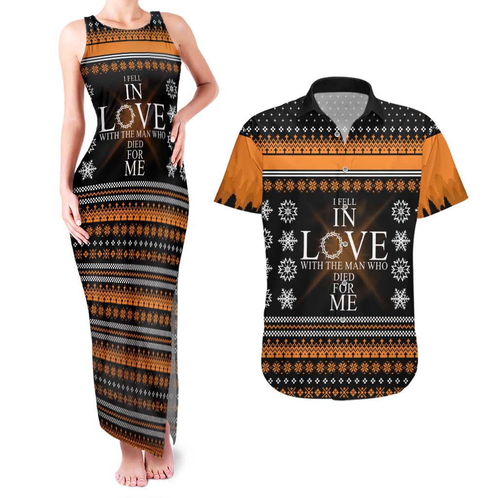 Christian Xmas Christmas Couples Matching Tank Maxi Dress and Hawaiian Shirt Xmas Holiday Patterns