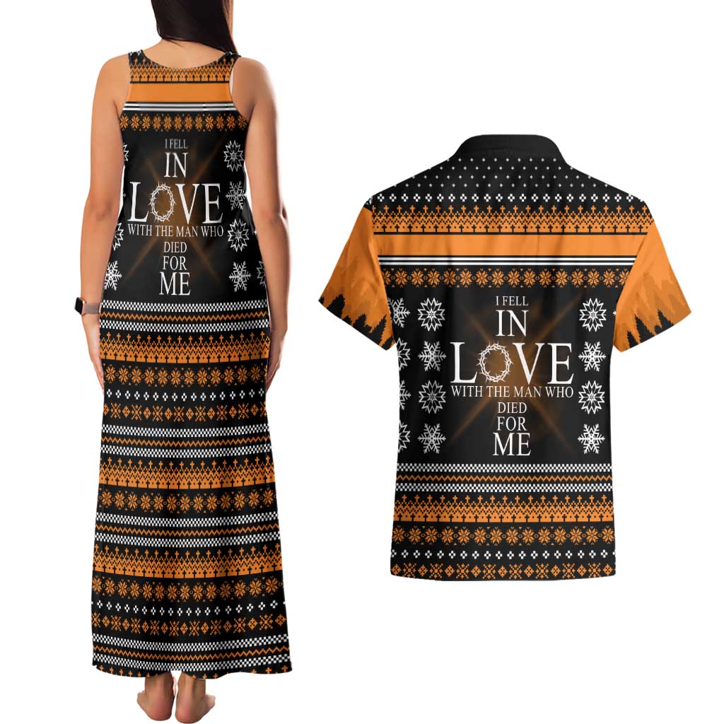 Christian Xmas Christmas Couples Matching Tank Maxi Dress and Hawaiian Shirt Xmas Holiday Patterns
