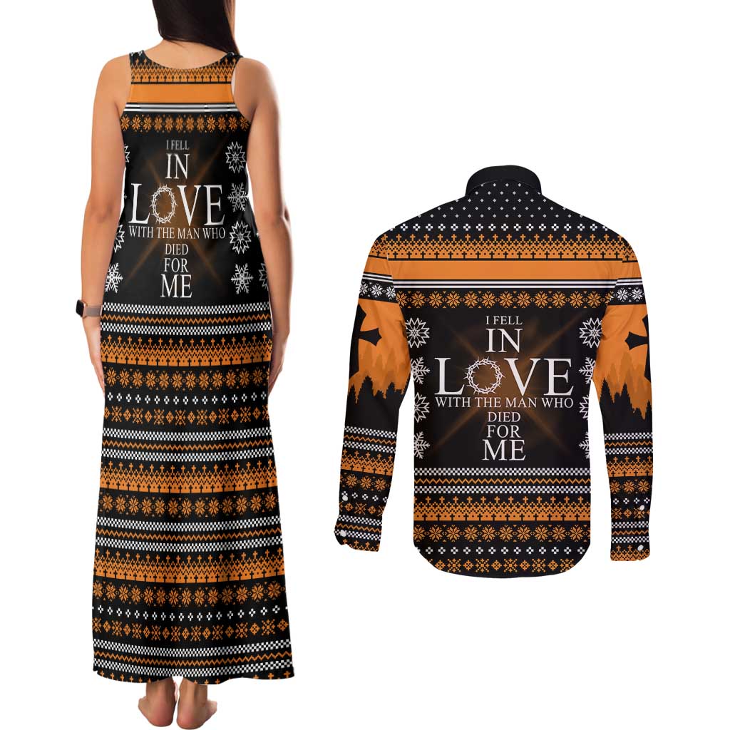 Christian Xmas Christmas Couples Matching Tank Maxi Dress and Long Sleeve Button Shirt Xmas Holiday Patterns