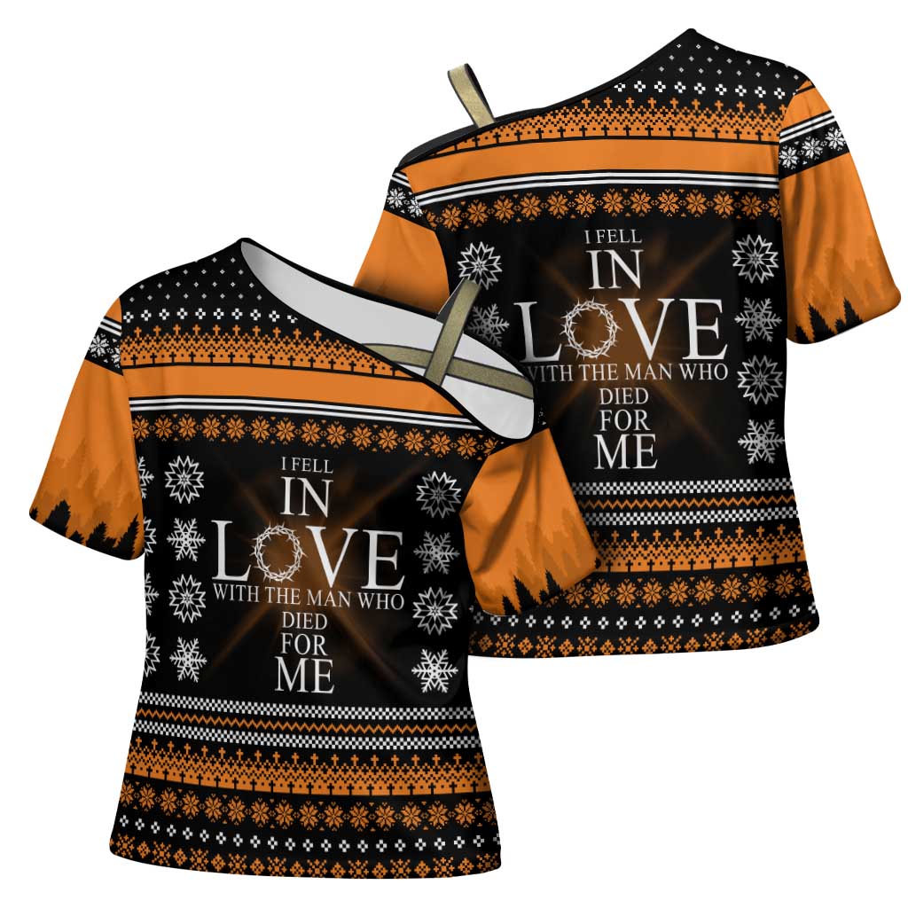 Christian Xmas Christmas Cross Shoulder Shirt Xmas Holiday Patterns