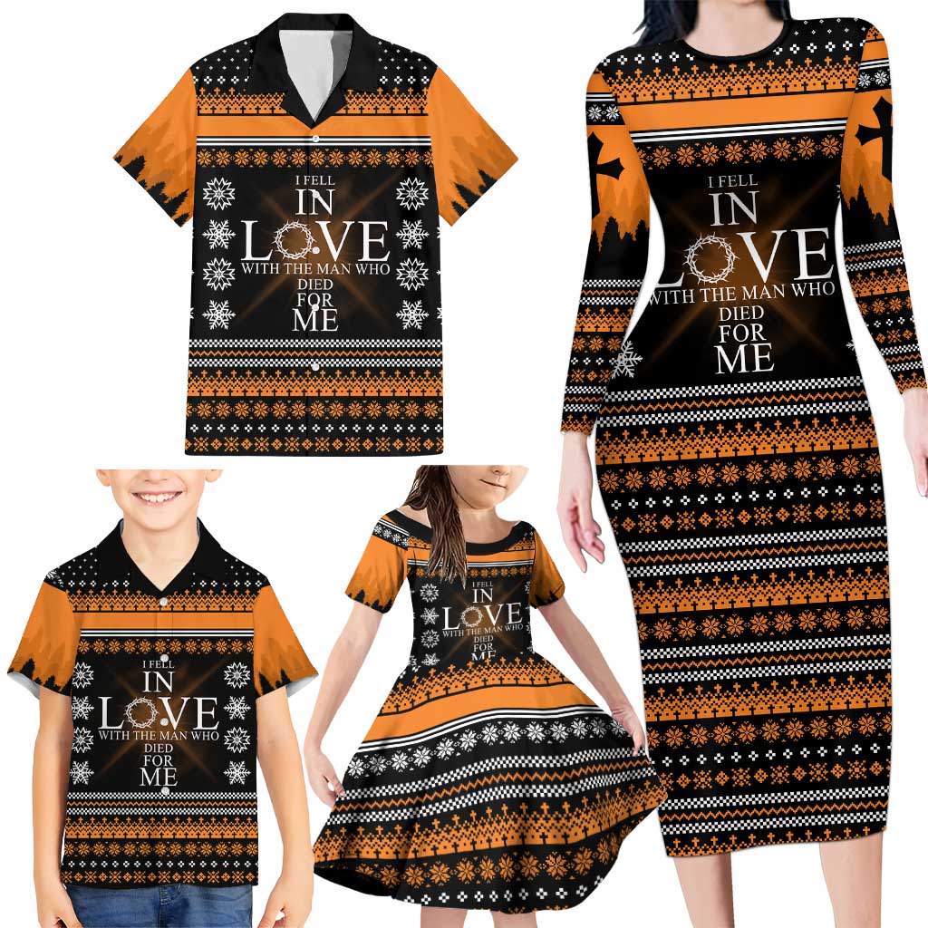Christian Xmas Christmas Family Matching Long Sleeve Bodycon Dress and Hawaiian Shirt Xmas Holiday Patterns