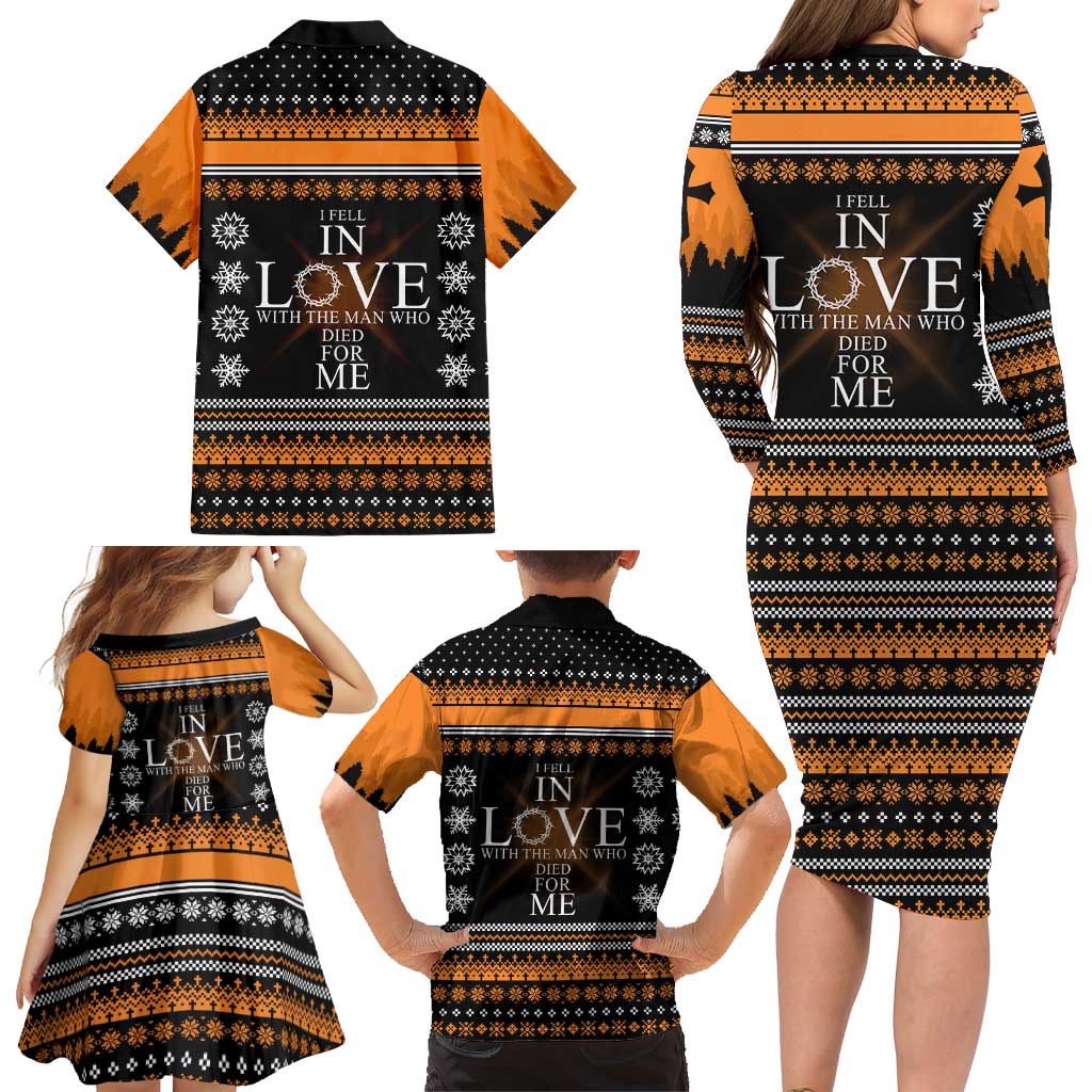Christian Xmas Christmas Family Matching Long Sleeve Bodycon Dress and Hawaiian Shirt Xmas Holiday Patterns