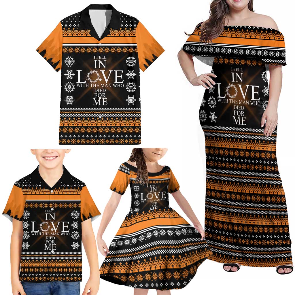 Christian Xmas Christmas Family Matching Off Shoulder Maxi Dress and Hawaiian Shirt Xmas Holiday Patterns