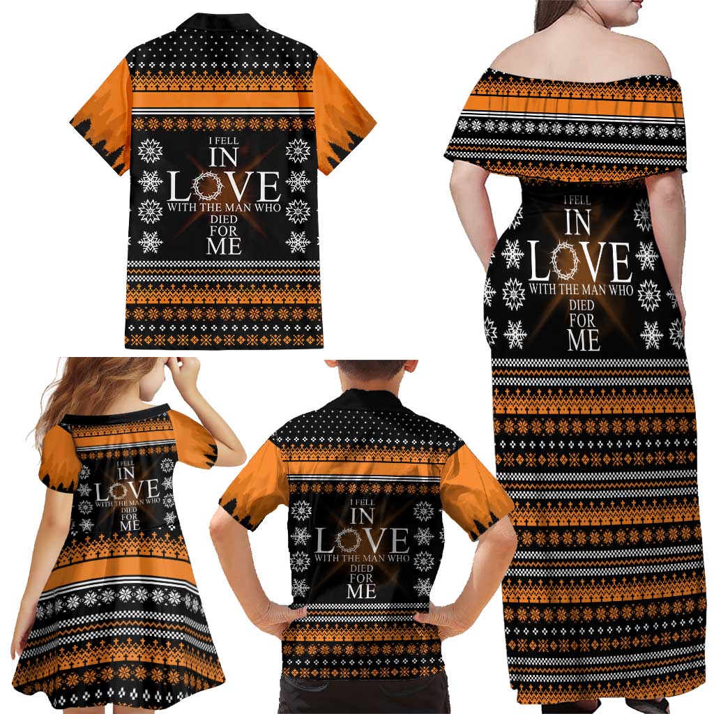 Christian Xmas Christmas Family Matching Off Shoulder Maxi Dress and Hawaiian Shirt Xmas Holiday Patterns