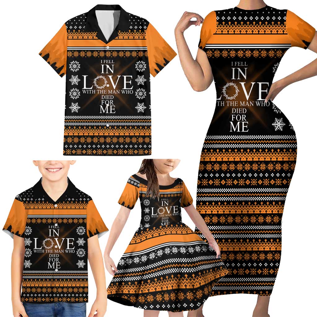 Christian Xmas Christmas Family Matching Short Sleeve Bodycon Dress and Hawaiian Shirt Xmas Holiday Patterns