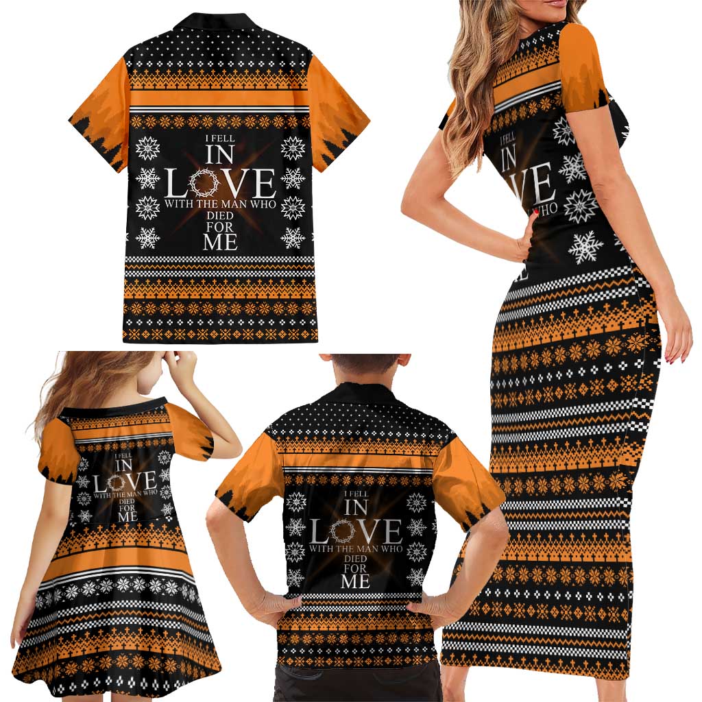 Christian Xmas Christmas Family Matching Short Sleeve Bodycon Dress and Hawaiian Shirt Xmas Holiday Patterns