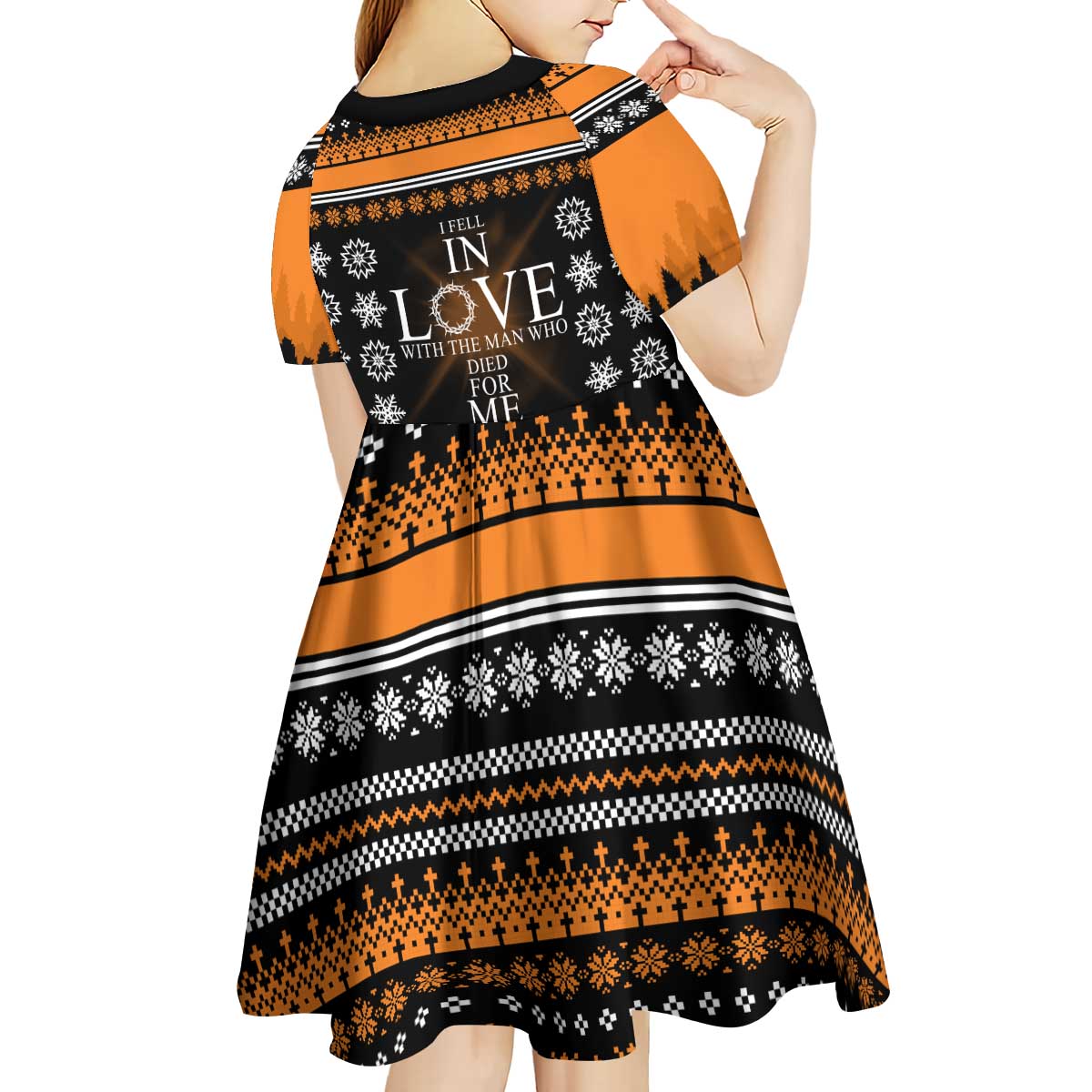 Christian Xmas Christmas Kid Short Sleeve Dress Xmas Holiday Patterns