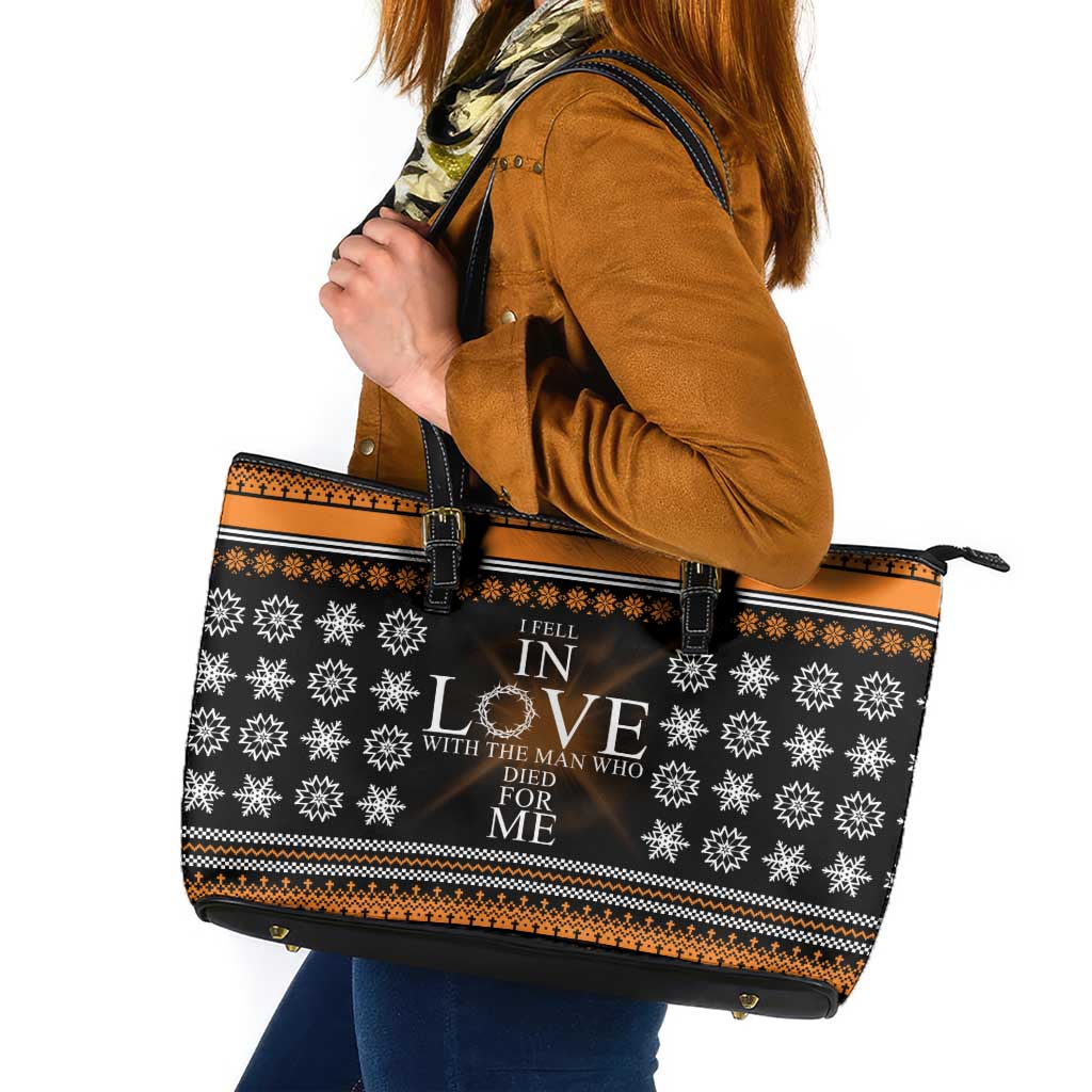 Christian Xmas Christmas Leather Tote Bag Xmas Holiday Patterns