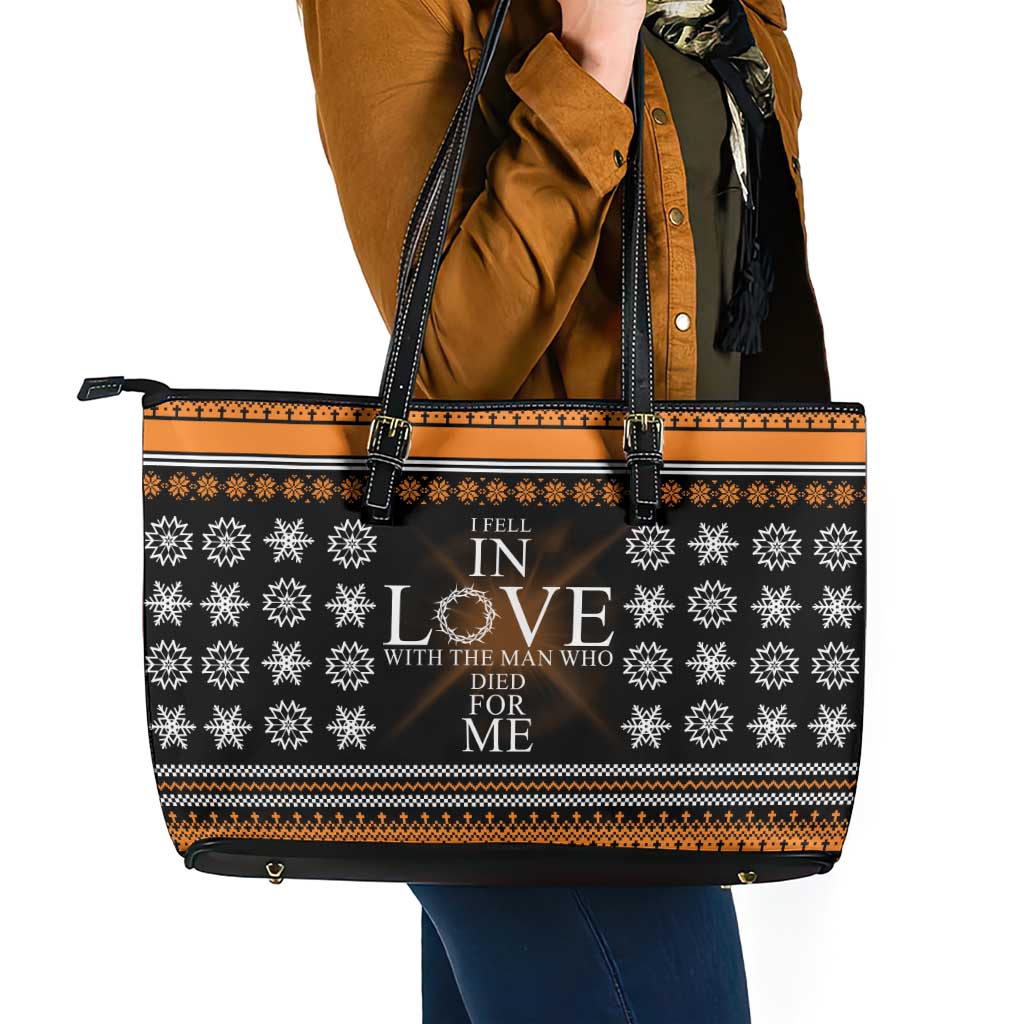 Christian Xmas Christmas Leather Tote Bag Xmas Holiday Patterns