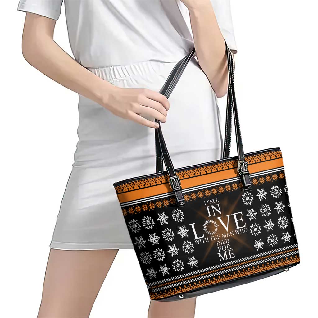 Christian Xmas Christmas Leather Tote Bag Xmas Holiday Patterns