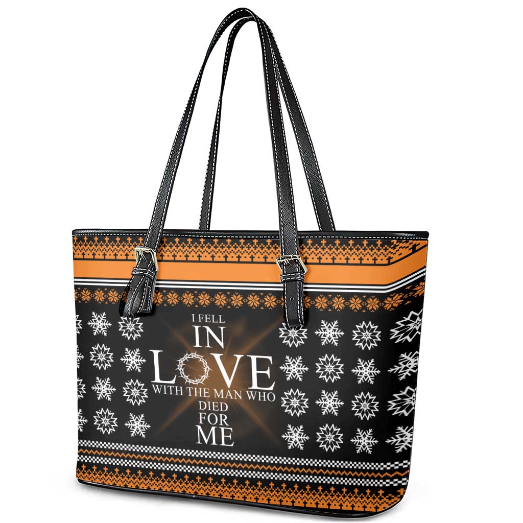 Christian Xmas Christmas Leather Tote Bag Xmas Holiday Patterns