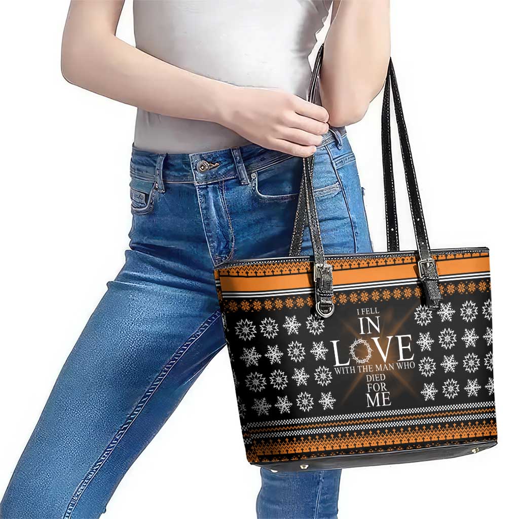 Christian Xmas Christmas Leather Tote Bag Xmas Holiday Patterns