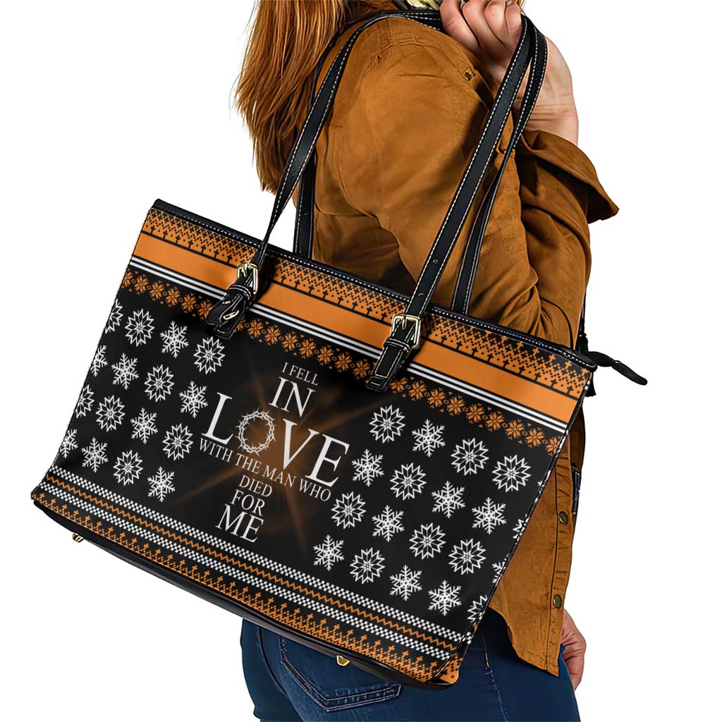 Christian Xmas Christmas Leather Tote Bag Xmas Holiday Patterns
