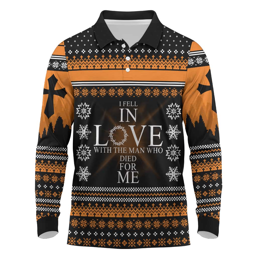 Christian Xmas Christmas Long Sleeve Polo Shirt Xmas Holiday Patterns