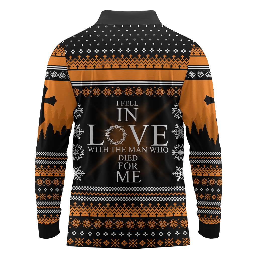 Christian Xmas Christmas Long Sleeve Polo Shirt Xmas Holiday Patterns