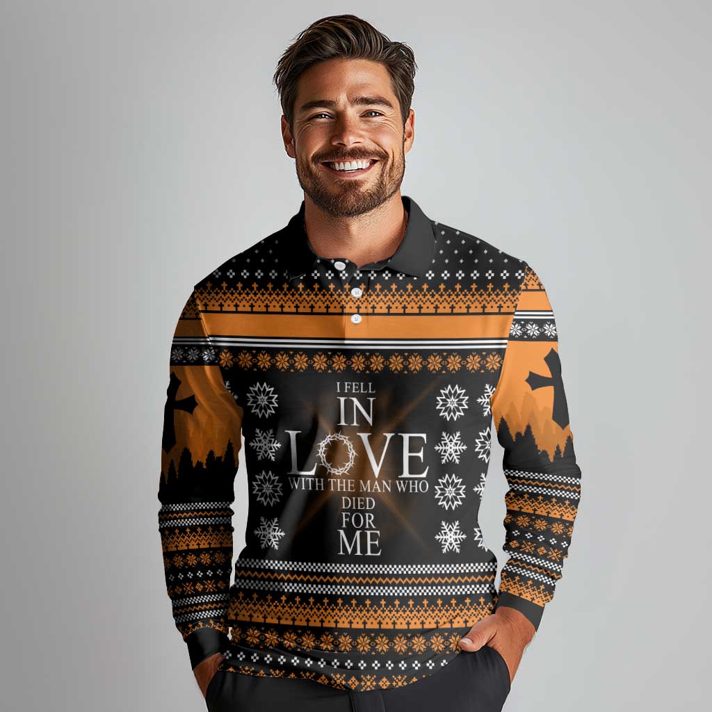 Christian Xmas Christmas Long Sleeve Polo Shirt Xmas Holiday Patterns