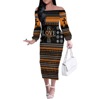 Christian Xmas Christmas Off The Shoulder Long Sleeve Dress Xmas Holiday Patterns