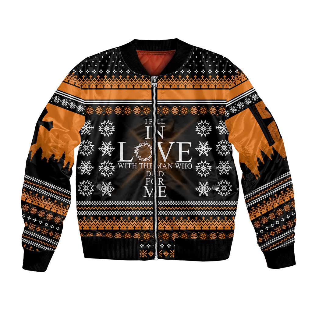 Christian Xmas Christmas Sleeve Zip Bomber Jacket Xmas Holiday Patterns