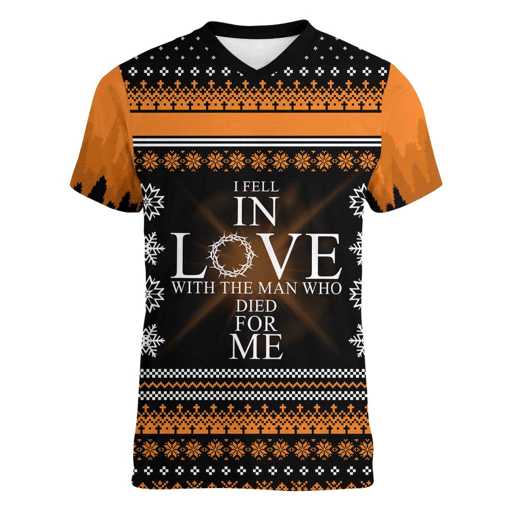 Christian Xmas Christmas Women V-Neck T-Shirt Xmas Holiday Patterns