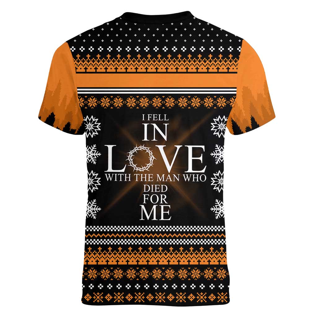 Christian Xmas Christmas Women V-Neck T-Shirt Xmas Holiday Patterns