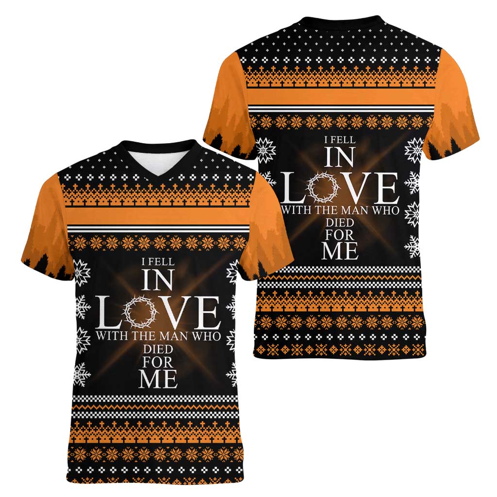 Christian Xmas Christmas Women V-Neck T-Shirt Xmas Holiday Patterns