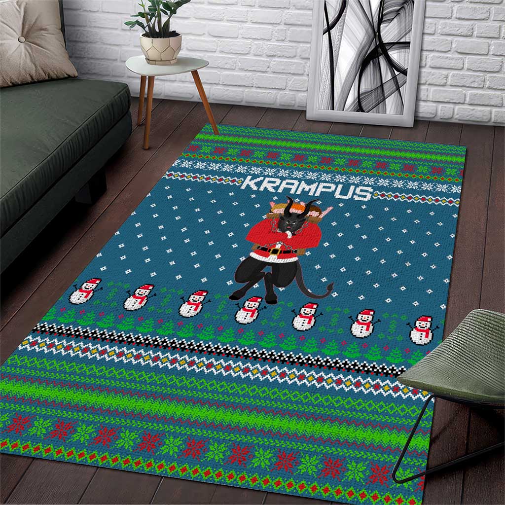 Merry Krampus Christmas Area Rug Xmas Holiday Patterns - Wonder Print Shop