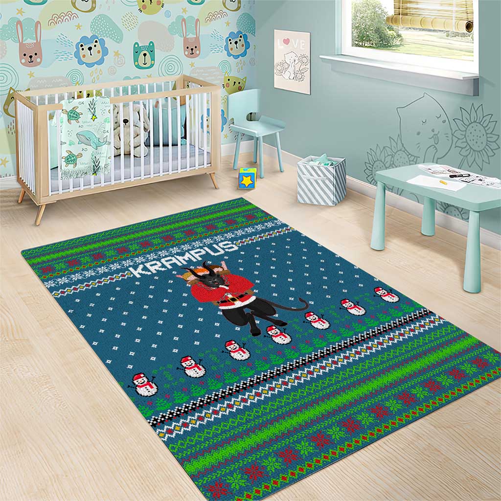 Merry Krampus Christmas Area Rug Xmas Holiday Patterns - Wonder Print Shop
