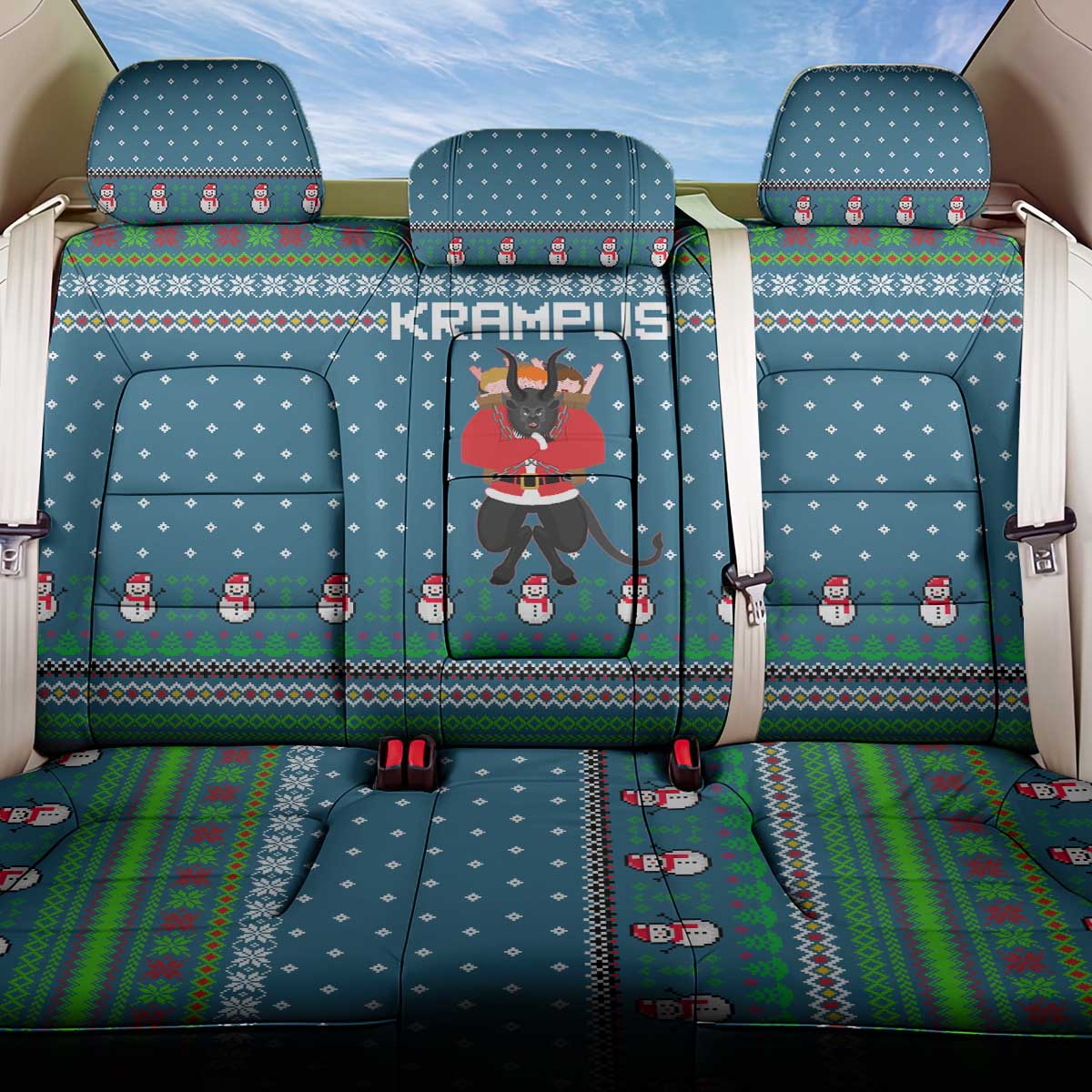 Merry Krampus Christmas Back Car Seat Cover Xmas Holiday Patterns - Wonder Print Shop