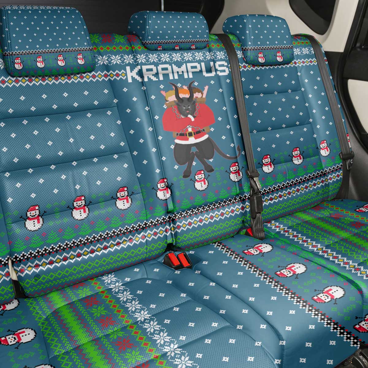 Merry Krampus Christmas Back Car Seat Cover Xmas Holiday Patterns - Wonder Print Shop