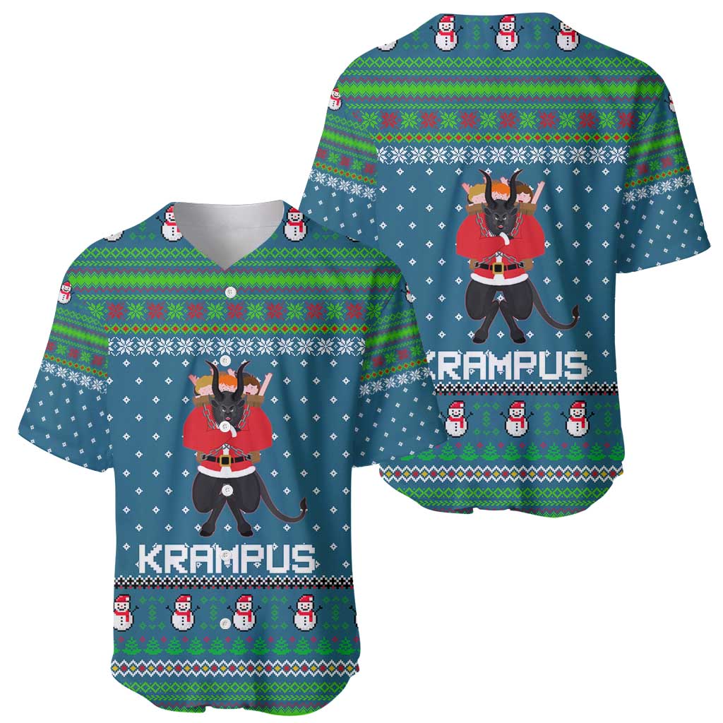 Merry Krampus Christmas Baseball Jersey Xmas Holiday Patterns - Wonder Print Shop
