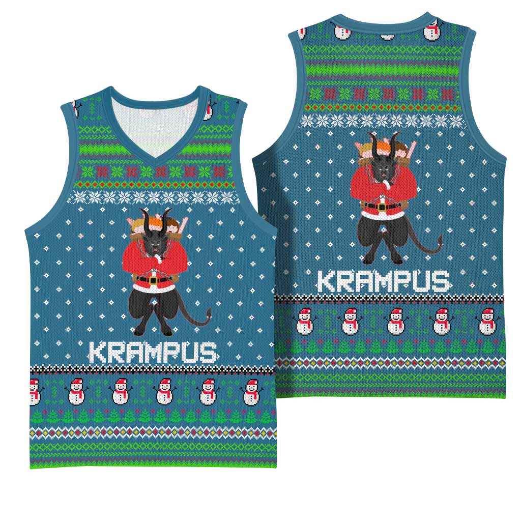 Merry Krampus Christmas Basketball Jersey Xmas Holiday Patterns - Wonder Print Shop