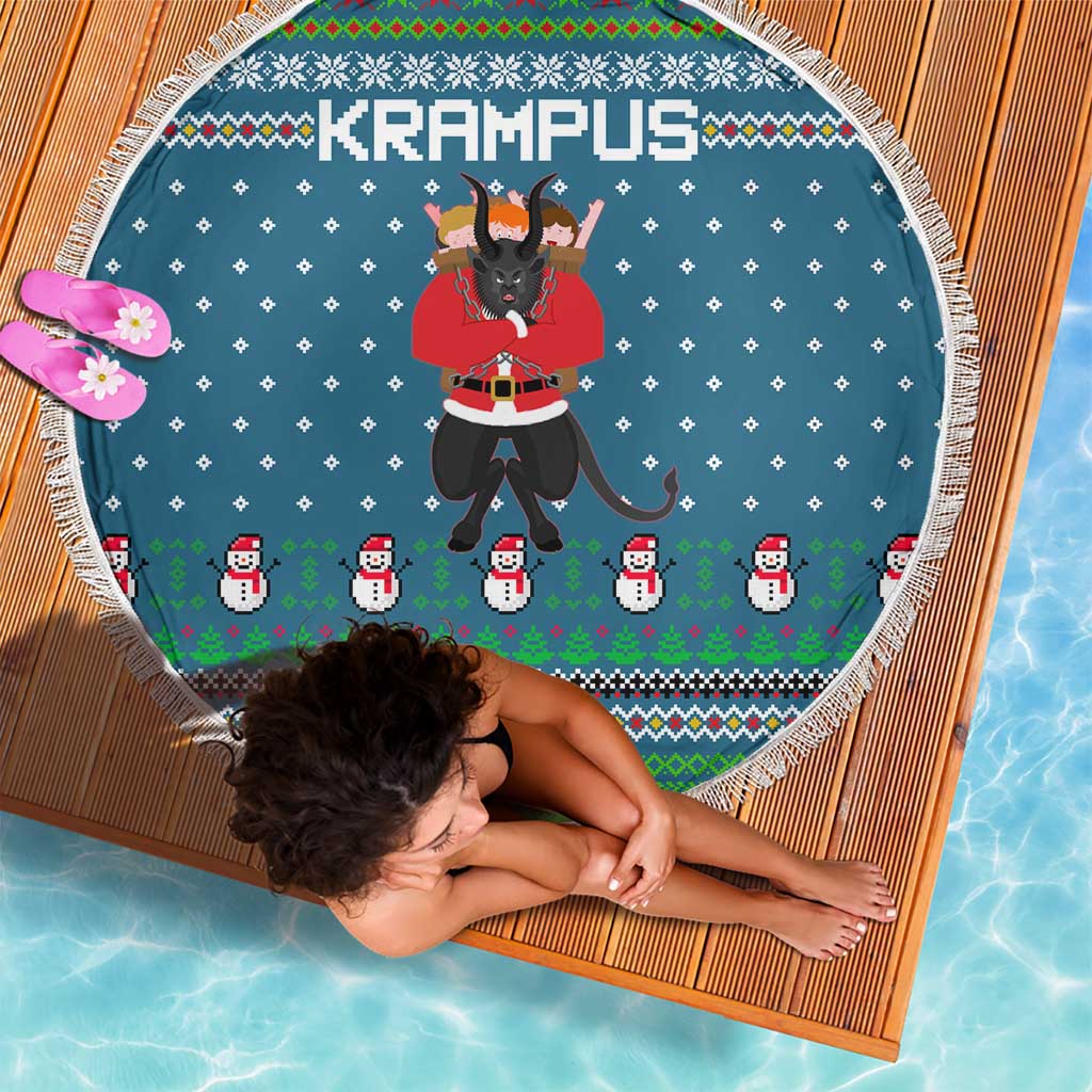 Merry Krampus Christmas Beach Blanket Xmas Holiday Patterns - Wonder Print Shop