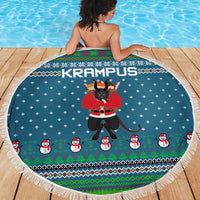 Merry Krampus Christmas Beach Blanket Xmas Holiday Patterns - Wonder Print Shop