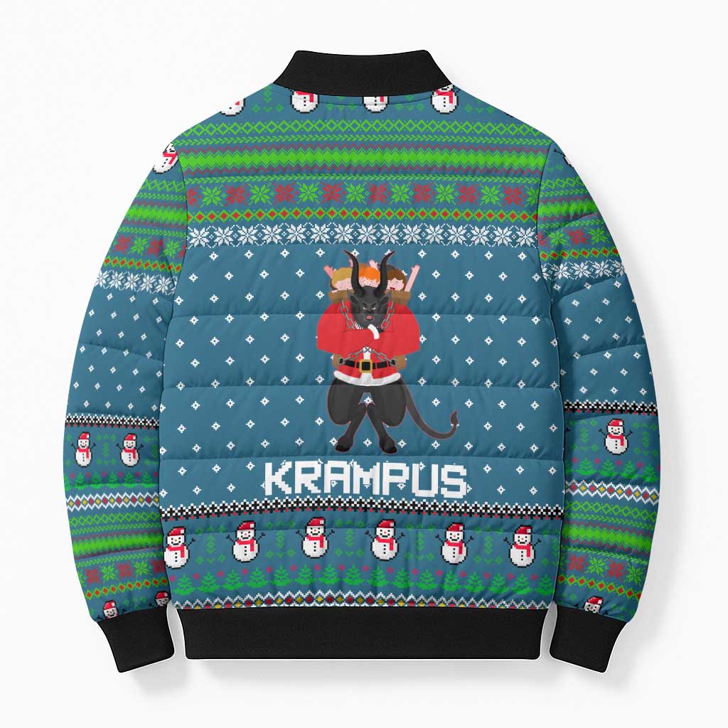 Merry Krampus Christmas Bomber Puffer Jacket Xmas Holiday Patterns - Wonder Print Shop