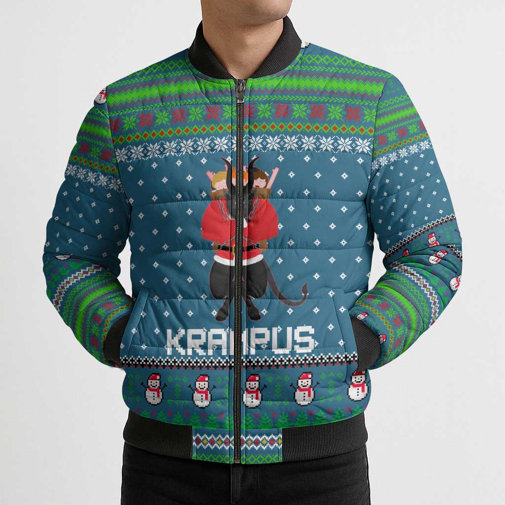 Merry Krampus Christmas Bomber Puffer Jacket Xmas Holiday Patterns - Wonder Print Shop